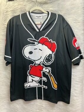 Lollipop Snoopy Baseball Jersey - Black & Red